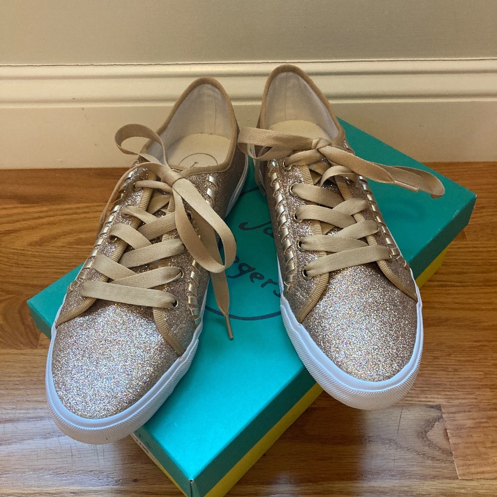 New Jack Rogers Gold Glitter Sneakers